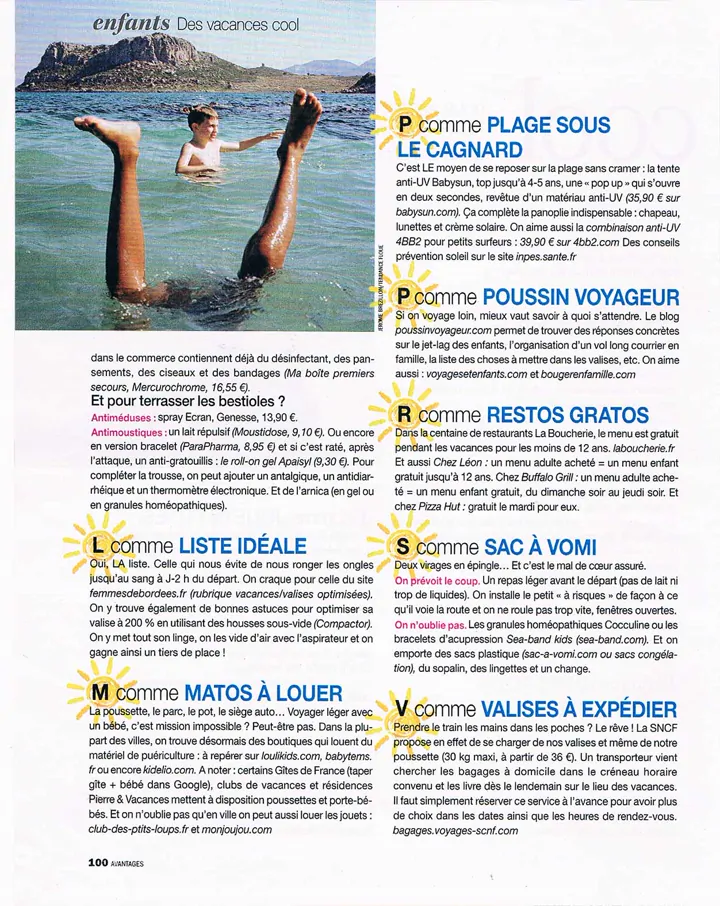 AVANTAGES — page intérieure