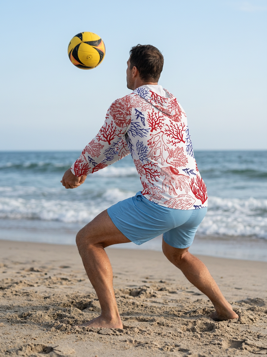 homme jouant au volley en rash 