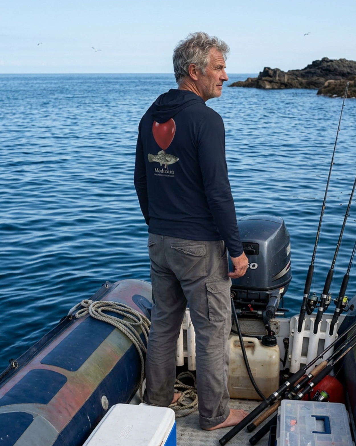homme sur son bateau en rashguard